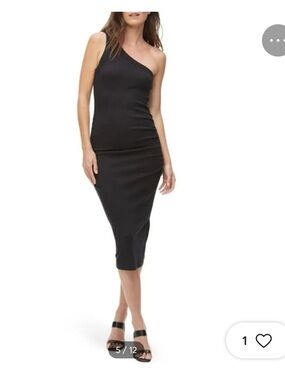 Michael Stars Black One-Shoulder Midi Dress